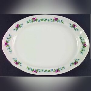 Pfaltzgraff White Platter with Purple Floral Accents